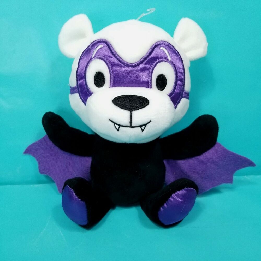 Halloween Vampire Bat Teddy Bear Plush Toy Purple Black White Boo Hallmark